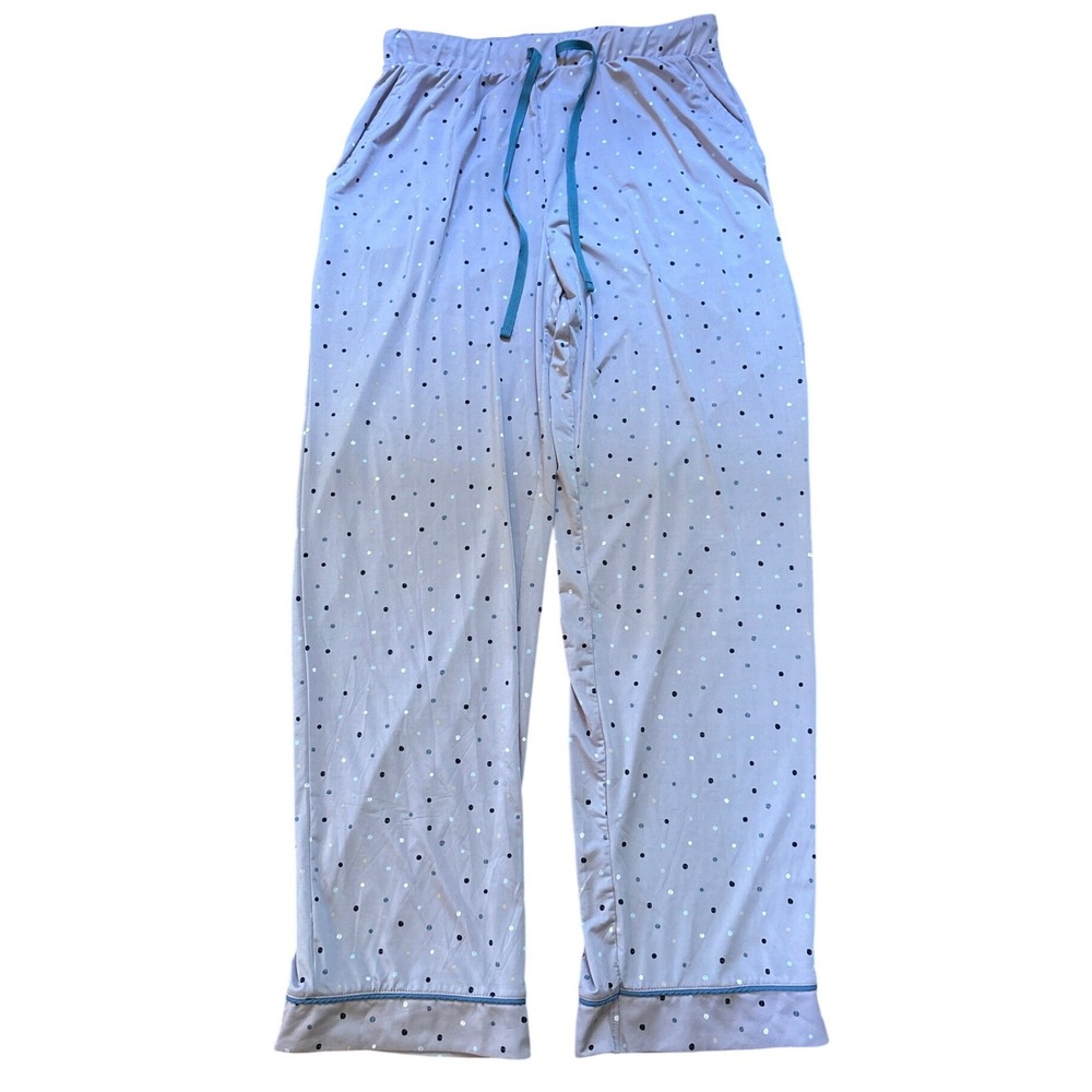 Pajama Pants Women Purple Good Polka Dot Drawstring Pockets SIZE S